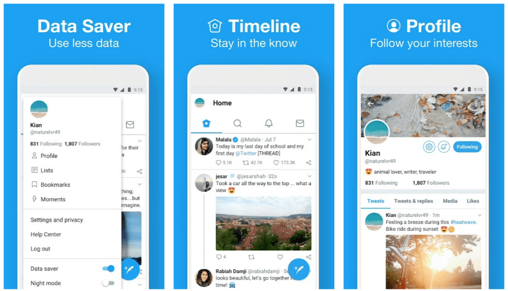 Captura de tela de web app (PWA) de Twitter LIte