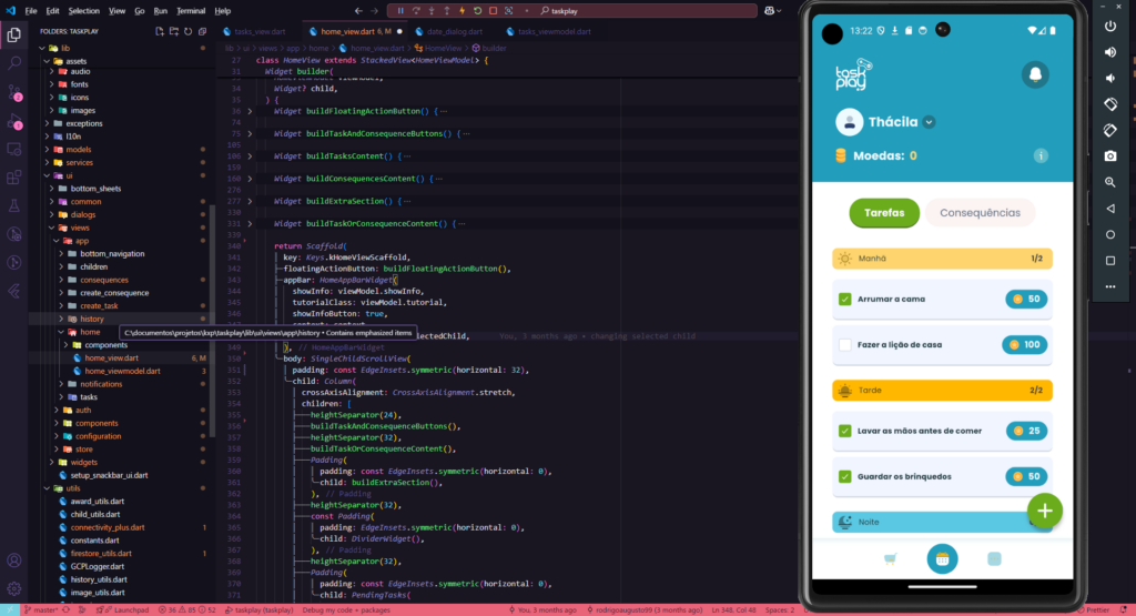 Engenheiro de software em ação! Criando a tela de início de um app, transformando código em inovação.