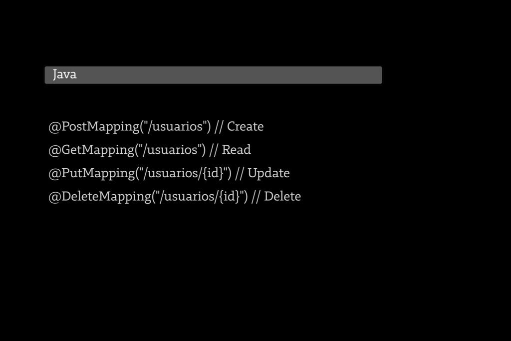 Exemplo de rotas CRUD em Java usando Spring Boot: com anotações, é possível estruturar facilmente um sistema de cadastro. Imagem: KXP Tech